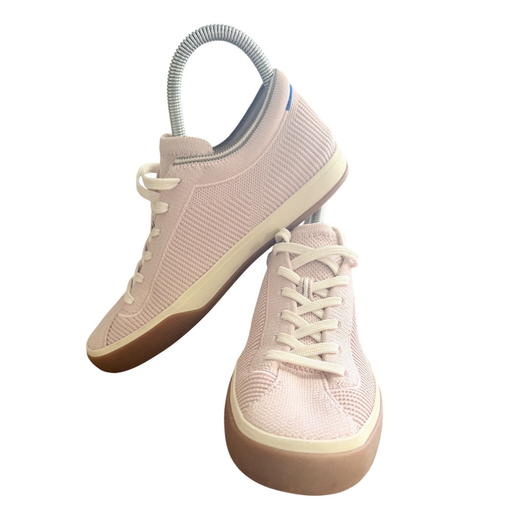 Rothy's RS01 Sneaker Womens 7 Pink Gum Sole Lace Up Knit EUC - Picture 5 of 9